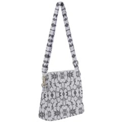 Grey And White Abstract Geometric Print Zipper Messenger Bag