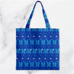 Glitter Butterfly Zipper Grocery Tote Bag