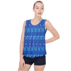 Glitter Butterfly Bubble Hem Chiffon Tank Top