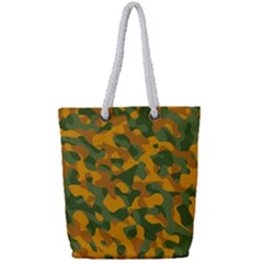 Green And Orange Camouflage Pattern Full Print Rope Handle Tote (small) by SpinnyChairDesigns