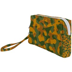Green And Orange Camouflage Pattern Wristlet Pouch Bag (small) by SpinnyChairDesigns