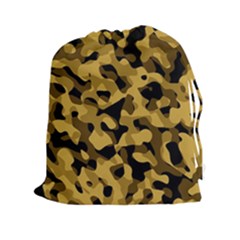 Black Yellow Brown Camouflage Pattern Drawstring Pouch (2xl) by SpinnyChairDesigns