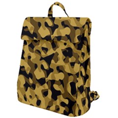 Black Yellow Brown Camouflage Pattern Flap Top Backpack by SpinnyChairDesigns