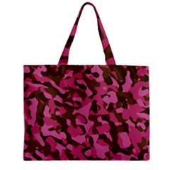 Pink And Brown Camouflage Zipper Mini Tote Bag by SpinnyChairDesigns