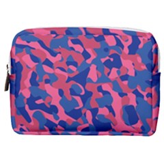 Blue And Pink Camouflage Pattern Make Up Pouch (medium) by SpinnyChairDesigns