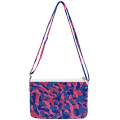 Blue And Pink Camouflage Pattern Double Gusset Crossbody Bag