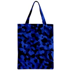 Black And Blue Camouflage Pattern Zipper Classic Tote Bag by SpinnyChairDesigns