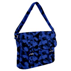 Black And Blue Camouflage Pattern Buckle Messenger Bag by SpinnyChairDesigns
