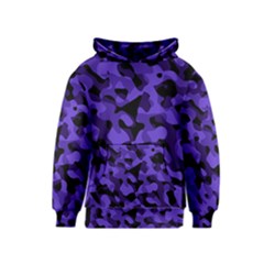 Purple Black Camouflage Pattern Kids  Pullover Hoodie by SpinnyChairDesigns