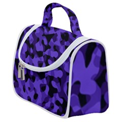 Purple Black Camouflage Pattern Satchel Handbag by SpinnyChairDesigns
