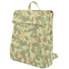 Light Green Brown Yellow Camouflage Pattern Flap Top Backpack by SpinnyChairDesigns