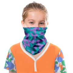 Purple And Teal Camouflage Pattern Face Covering Bandana (kids)