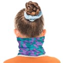 Purple and Teal Camouflage Pattern Face Covering Bandana (Kids) View2
