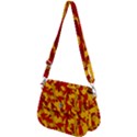 Red and Yellow Camouflage Pattern Saddle Handbag View2