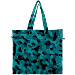 Black And Teal Camouflage Pattern Canvas Travel Bag