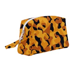Orange And Black Camouflage Pattern Wristlet Pouch Bag (medium) by SpinnyChairDesigns