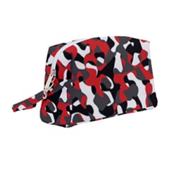 Black Red White Camouflage Pattern Wristlet Pouch Bag (medium) by SpinnyChairDesigns