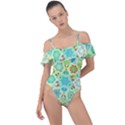 Bright Mosaic Frill Detail One Piece Swimsuit View1