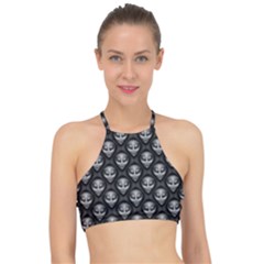 Grey Aliens Extraterrestrials Ufo Faces Racer Front Bikini Top