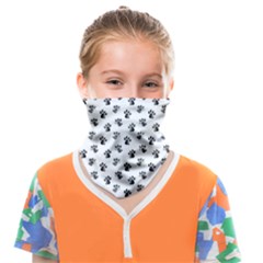 Cat Dog Animal Paw Prints Pattern Black And White Face Covering Bandana (kids)