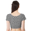 Black and White Line Art Pattern Stripes Short Sleeve Crop Top View2