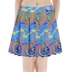 Infinity Painting Blue Pleated Mini Skirt