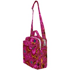 Abstract Pink Gold Floral Print Pattern Crossbody Day Bag by SpinnyChairDesigns