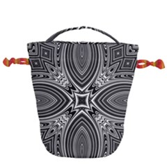Black And White Intricate Pattern Drawstring Bucket Bag