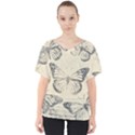Vintage Ink Stamp on Paper Monarch Butterfly V-Neck Dolman Drape Top View1
