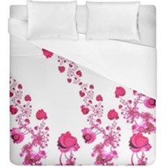 Abstract Pink Roses On White Duvet Cover (king Size)