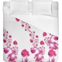 Abstract Pink Roses on White Duvet Cover (King Size) View1
