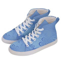 Light Blue Intricate Swirls Pattern Women s Hi-top Skate Sneakers