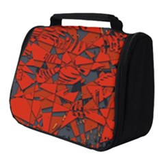 Red Grey Abstract Grunge Pattern Full Print Travel Pouch (small) by SpinnyChairDesigns