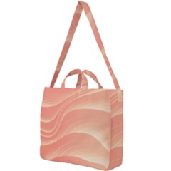 Coral Peach Swoosh Square Shoulder Tote Bag by SpinnyChairDesigns
