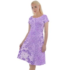 Purple Wildflowers Pattern Classic Short Sleeve Dress by SpinnyChairDesigns
