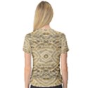 Ecru and Brown Intricate Pattern V-Neck Sport Mesh Tee View2