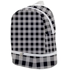 Black And White Buffalo Plaid Zip Bottom Backpack