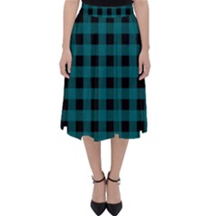 Teal Black Buffalo Plaid Classic Midi Skirt