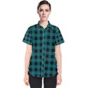 Teal Black Buffalo Plaid Women s Short Sleeve Shirt View1