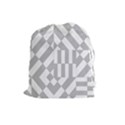 Truchet Tiles Grey White Pattern Drawstring Pouch (Large) View1