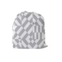 Truchet Tiles Grey White Pattern Drawstring Pouch (Large) View2