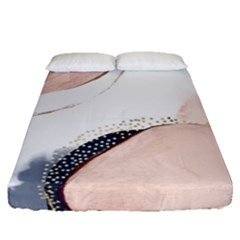 Pink And Blue Marble Fitted Sheet (queen Size) by kiroiharu