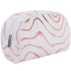 Pink Abstract Stripes On White Makeup Case (large) by SpinnyChairDesigns