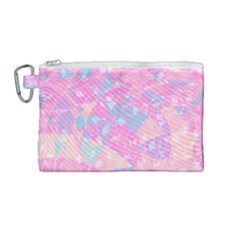 Pink Blue Peach Color Mosaic Canvas Cosmetic Bag (medium) by SpinnyChairDesigns