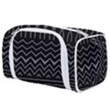 Black and White Minimalist Stripes  Toiletries Pouch View1