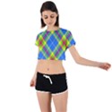 Clown Costume Plaid Striped Tie Back Short Sleeve Crop Tee View1