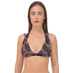 Auburn Grey And Tan Truchet Tiles Double Strap Halter Bikini Top