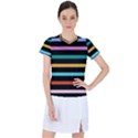 Colorful Mime Black Stripes Women s Sports Top View1