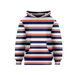 Red With Blue Stripes Kids  Pullover Hoodie by tmsartbazaar
