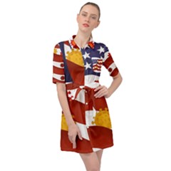 Flage Save Usa Corona Belted Shirt Dress by HermanTelo